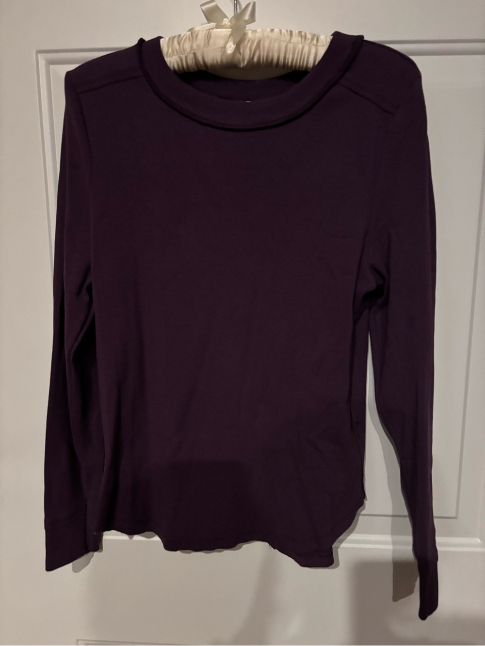 Long-Sleeve Women's Crewneck Top in Deep Plum. Large. MoCo.
